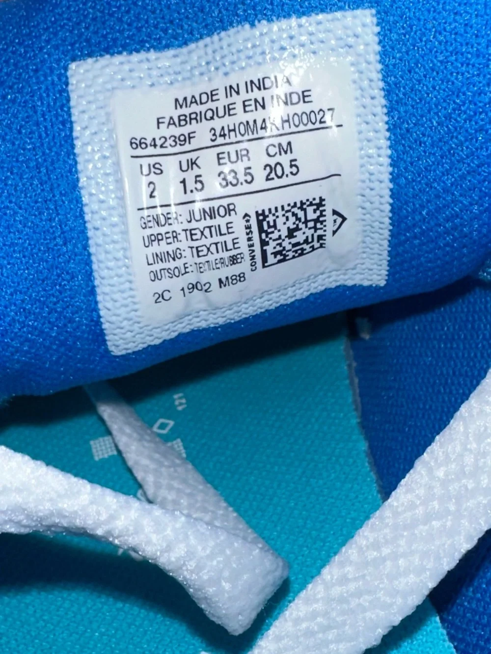 Converse Star Replay OX Blue Canvas Sneakers Kids Size 2